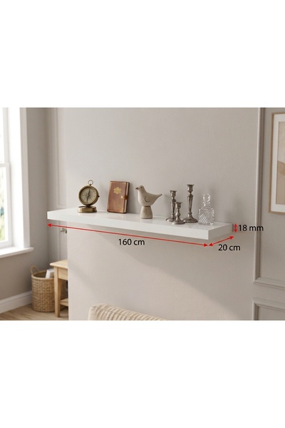woodline 160x20 UÇAN DUVAR RAFI BEYAZ MDF