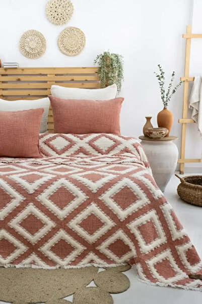 Mercansa Eco Lounge Muslin Bedspread Set Double Sonia Tile