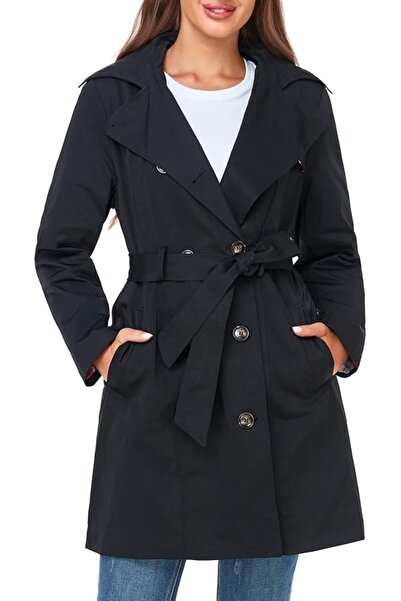 SaphiRose Savie Rose Women's Long Poncho Hooded Rain Coat Windproof Raincoat