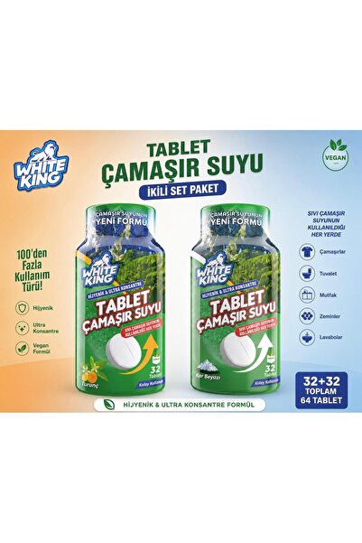 White King Çamaşır Suyu Tableti Hijyenik Ultra Konsantre 32 Tablet Kar Beyazı...
