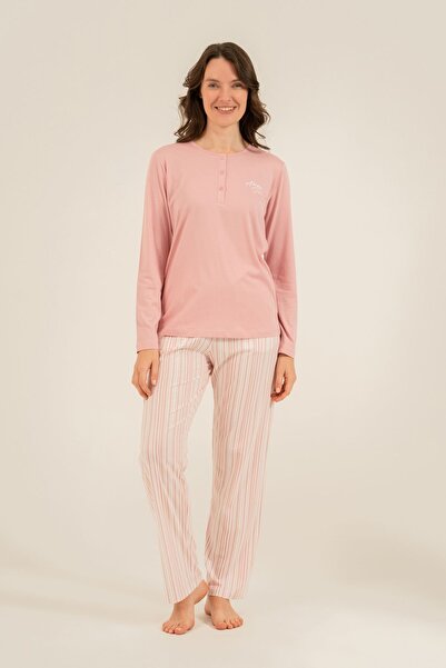 Arnetta Women's Long Sleeve Dusty Rose Modal Pajama Set (with Socks as a Gift)