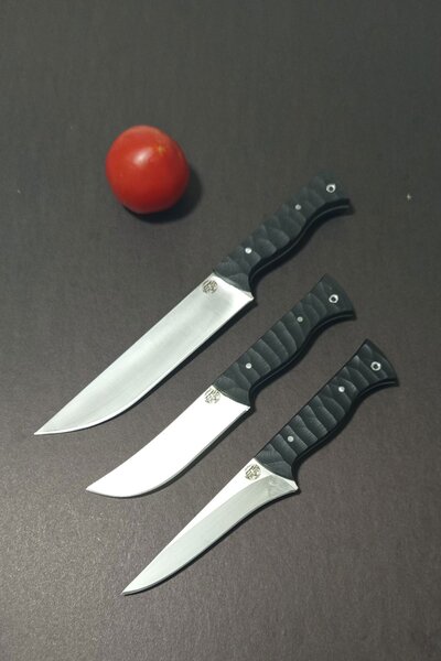ATAINOX Profesyonel Kasap ve Kurban Bıçak Takımı – Ömürlük 4116 3'lü Set (Kel...