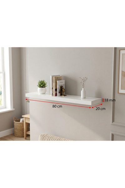 woodline 80X20 UÇAN DUVAR RAFI BEYAZ MDF