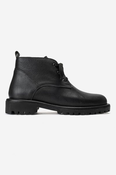 Zeynep Sıradağlı Partilla Women's Genuine Leather Lace-Up Boots Black