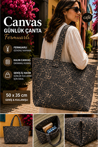 imkaya Kanvas Omuz Çantası 50x35 Fermuarlı - Geniş iç hacim- Taban Destek Det...