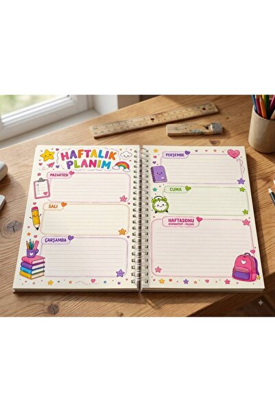 EyER Shoping Homework Tracking Notebook, Lesson, Book Reading Sheets, 1 Year, Pink