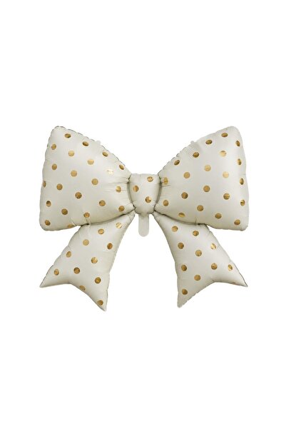 Patladı Gitti Polka Dot Cream Bow Foil Balloon 98-75 cm