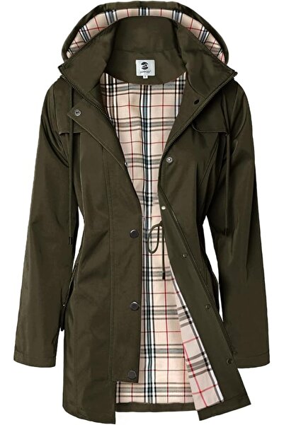 SaphiRose Savie Rose Women's Long Poncho Hooded Rain Coat Windproof Raincoat