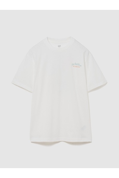 GAP Erkek Beyaz Everyday Soft Relaxed Grafik Baskılı T-Shirt