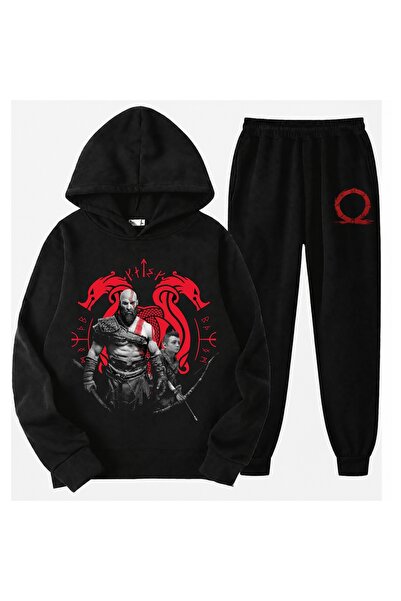 SVART WEAR God of War Printed Children's Tracksuit Top and Bottom Set 100% Co...