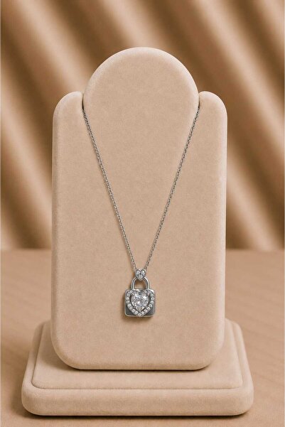 mdm style Heart Lock Stone Steel Necklace