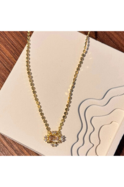 F&I FLORAL İSTANBUL Rectangular Tiny Stone Necklace