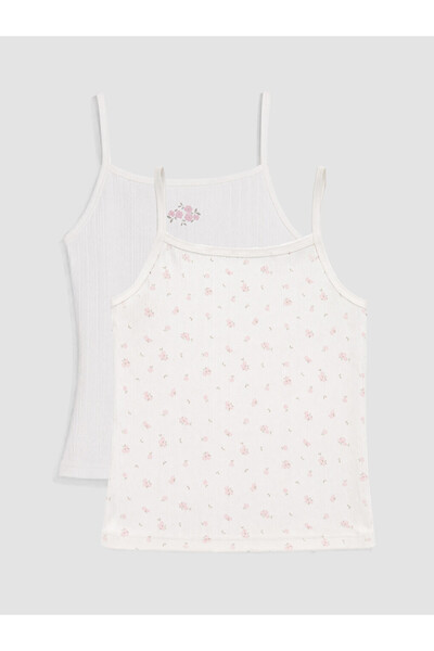 LC Waikiki Vizyon New Season Square Collar Rope Strap Girls' Undershirt 3-Pie...