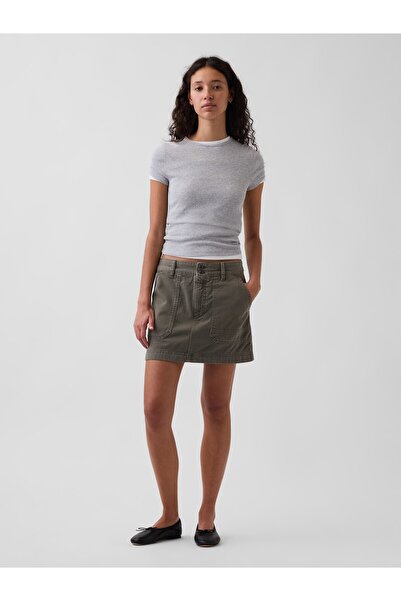 GAP Kadın Haki High Rise Mini Utility Etek
