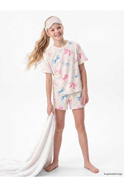 LC Waikiki Printed Girl's Shorts Pajama Set