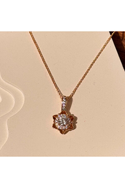 F&I FLORAL İSTANBUL Rose Gold Stone Flower Necklace