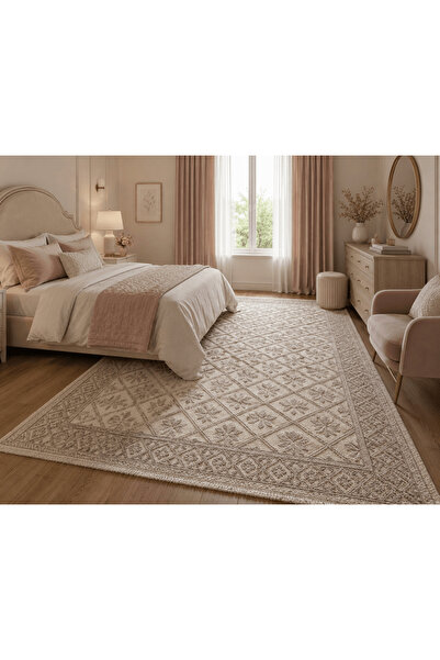 Horecahome Covor din bumbac țesut, dimensiune 120 x 180 cm Cappuccino, cod CB...