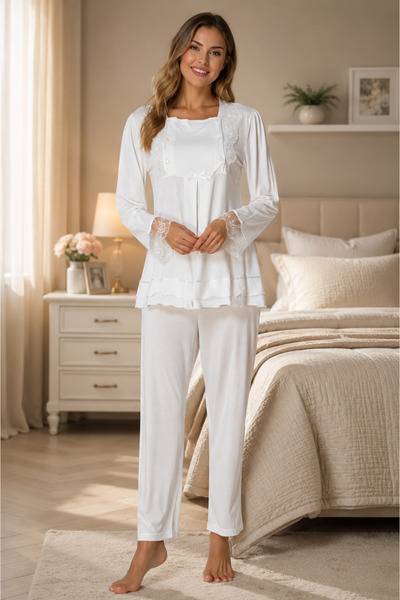 by İGP Lace Breastfeeding Feature Women's Maternity Long Sleeve Pajama Set Ef...