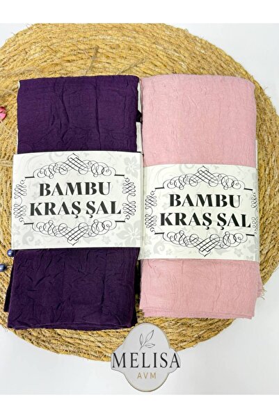 MELİSA AVM 2 Adet Bambu Kraş Şal kenarı dikişle-mor-pembe