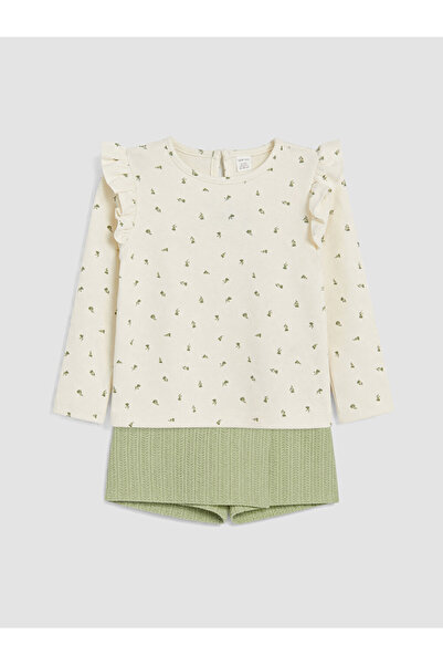LC Waikiki Ruffled Floral Girls Shorts Set