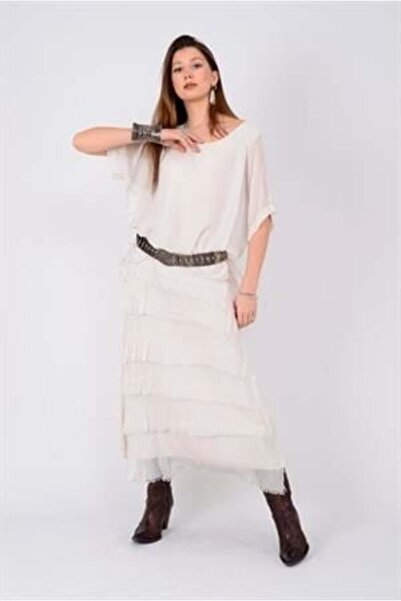 EREN STYLE Italian Size 2 Slimming Half Sleeve Layered Silk Dress