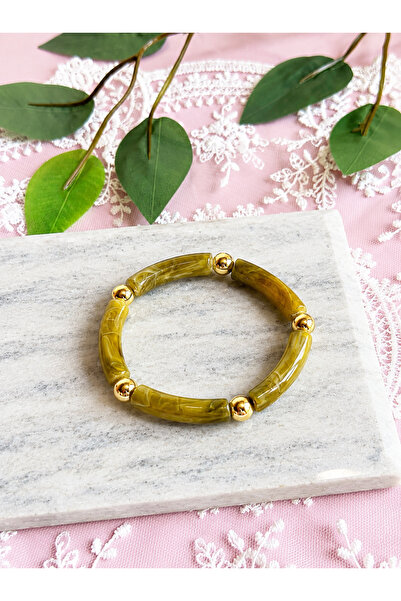 FLAWSOME JEWELRY STORE Elastic Beaded Gold Detailed Bracelet Summer Accessory