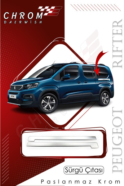 Derwish Peugeot Rifter Krom Sürgülü Kapı Çıtası 2019 Üzeri 2 Parça Paslanmaz ...
