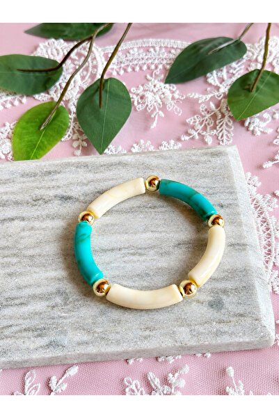 FLAWSOME JEWELRY STORE Elastic Beaded Gold Detailed Bracelet Summer Accessory