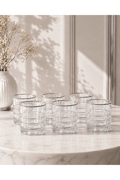 Şahika kristal Set of 12 Betül Platinum Water and Soft Drink Glasses