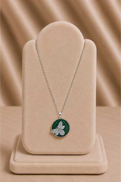 mdm style Green Silver Necklace with Bee Figure