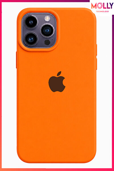 Molly iPhone 14 PRO MAX İçin Turuncu Lansman Soft İçi Kadife Mat Silikon Kılıf