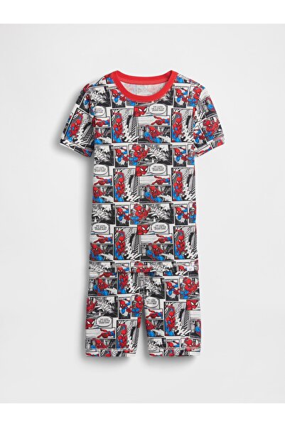 GAP Erkek Çocuk Kırmızı Spider-Man Organik Pamuk Şort Pijama Seti