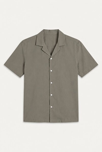 DeFacto 100% Cotton Regular Fit Resort Collar Modal Short Sleeve Shirt H3899A...