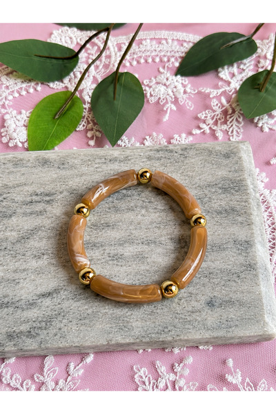 FLAWSOME JEWELRY STORE Elastic Beaded Gold Detailed Bracelet Summer Accessory