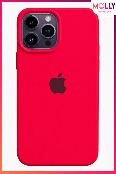 Molly iPhone 14 PRO MAX İçin Neon Pembe Lansman Soft İçi Kadife Mat Silikon K...
