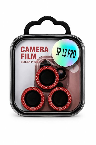 iphone 13 Pro taşlı çerçeveli cam kamera lens koruyucusu