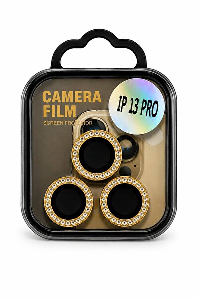 Genel Markalar iphone 13 Pro taşlı çerçeveli cam kamera lens koruyucusu