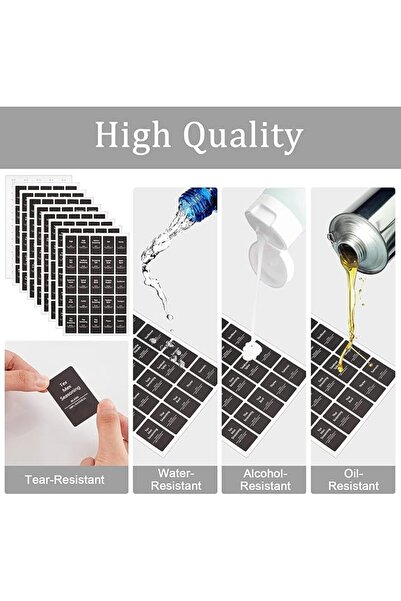 SYOSI Round Transparent White Pre-Printed Spice Label Sticker for Waterproof Empty Spices Write-On Reusable