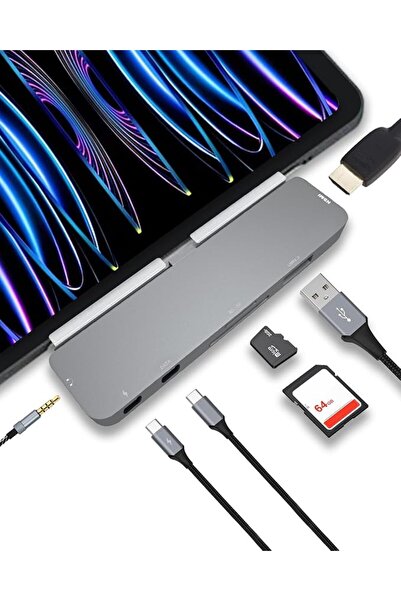 GENERAL موزع USB C لجهاز ايباد برو 12.9 انش 7 في 1 متعدد المنافذ الى HDMI 4K ...