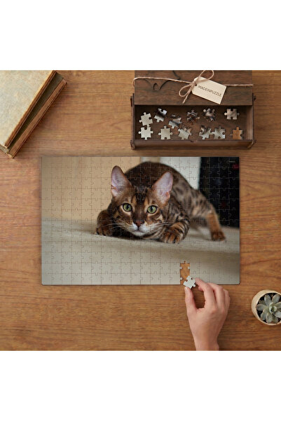 Yetişkin Bengal kedisi Tasarımı 240 Parça Ahşap Puzzle Ahşap Kutuda MPY60207