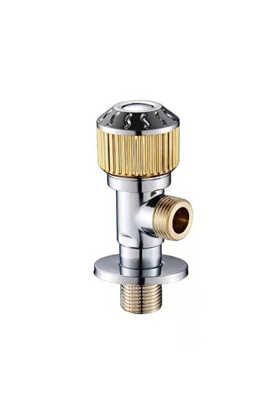 Generic 1/2" Germany Angle Valve with Golden Round Knob, Brass Plated, 168g -...