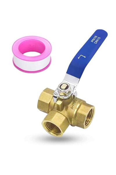 Generic 1/2" 3-Way (L-Port) Ball Valve, NPT Female Brass Ball Valve with Seal...