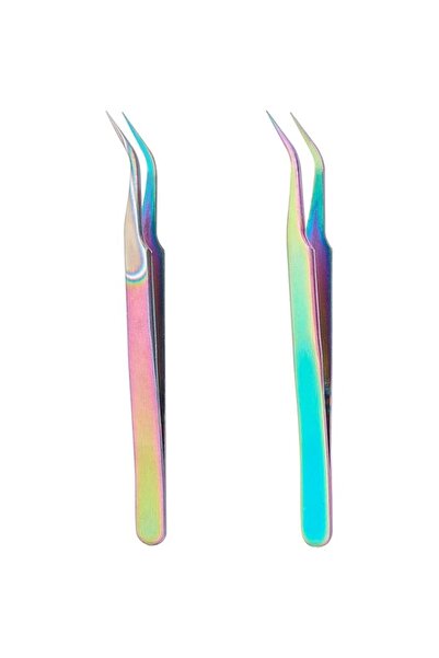 Generic Stainless Steel Curved Pointed Craft Tweezer Rainbow Sticker Picking ...