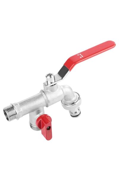 Generic Brass Water Tap Double Valve (1/2in Thread, 1.6Mpa) (silver)