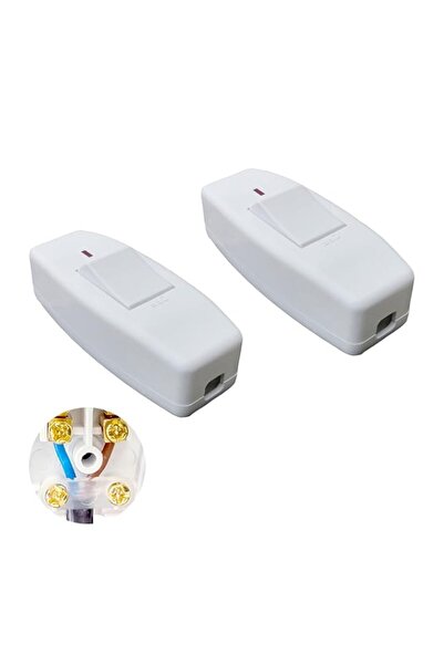 Generic 2Pcs Inline Cord Switch (white), Rated 6A Lamp Cords Rocker Switch,Bu...