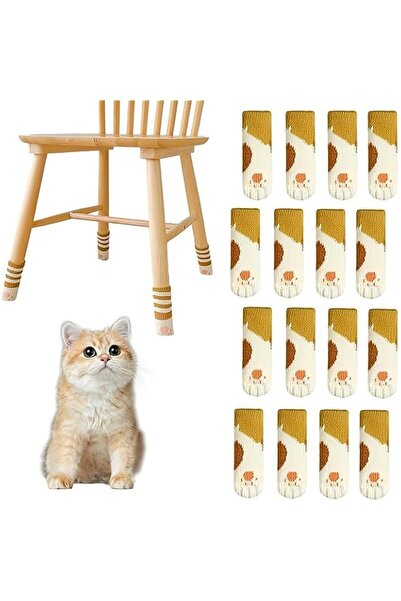 Generic Tazweeq 16 Pcs Cat Chair Socks, Yellow Pattern Cat Paw Design Floor P...