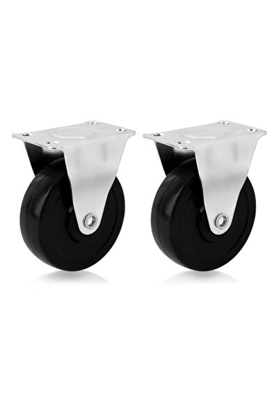 Generic AUEAR, 2 Pack 3 Inch Rubber Caster Wheels Heavy Duty Fixed Black Cast...