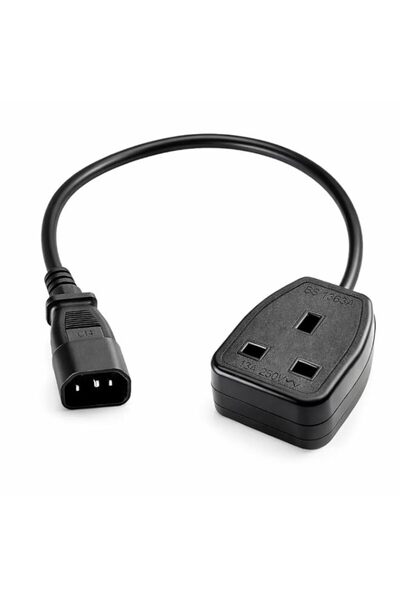 Generic C14 to UK Power Extension Cable 30cm, IEC C14 Male to UK Female, 1 pc