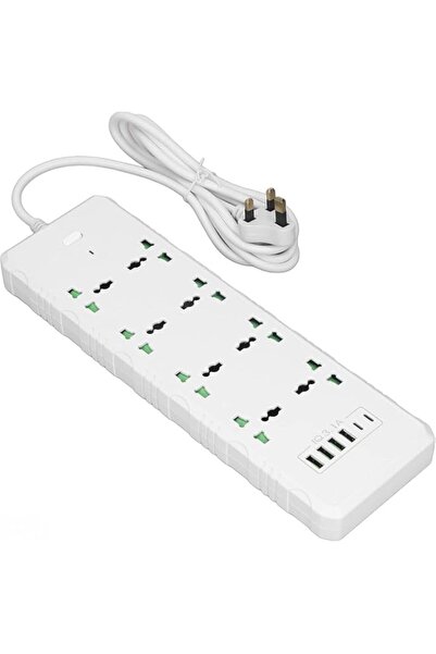 Generic M.K™ Extension Socket with 3 Meter Cable, 8 Universal Sockets-Extensi...