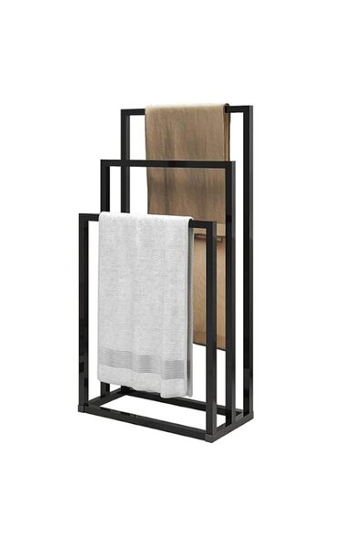 Generic 3 Tiers Black Metal Towel Rack, Modern Freestanding Towel Holder for ...